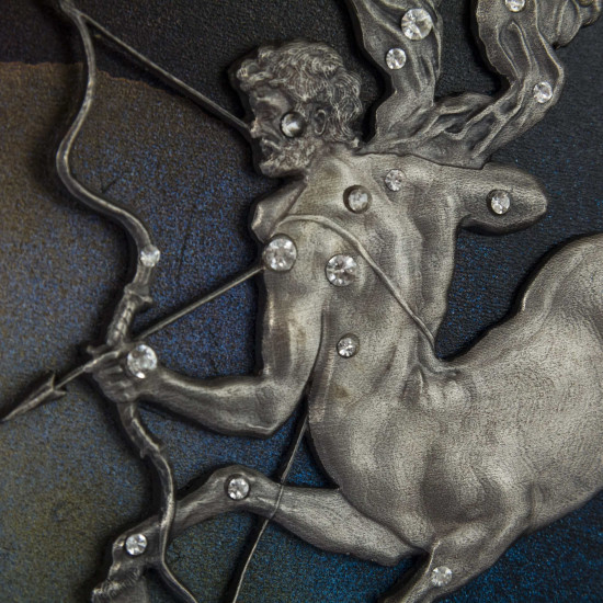 Авторське панно "Золота Фортуна" з ювелірними посрібленими знаками Зодіаку з камінням Сваровські. (Номінант Luxembourg Art Prize 2024)