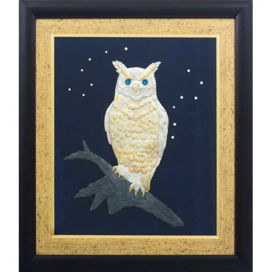 Подарунок "Сова" (мідь, сріблення, позолота, каміння)