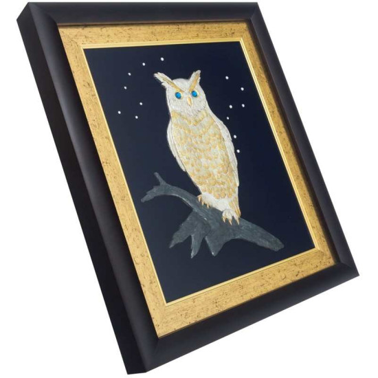 Подарунок "Сова" (мідь, сріблення, позолота, каміння)