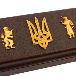 Представницький письмовий настільний набір "Державний символ" з позолотою та інкрустацією камінням Сваровські