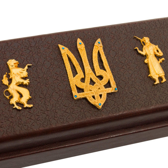 Представницький письмовий настільний набір "Державний символ" з позолотою та інкрустацією камінням Сваровські