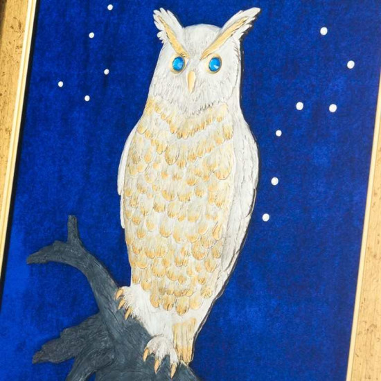 Подарунок "Сова" (мідь, сріблення, позолота, каміння)