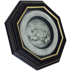 Панно "Полювання на кабана" (мідь, сріблення)