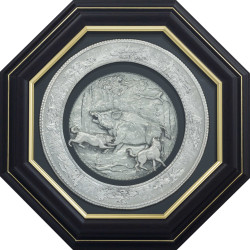 Панно "Полювання на кабана" (мідь, сріблення)