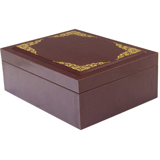 Подарункове видання "Повна історія Середзем'я" Дж. P. P. Толкіна з металевим позолоченим кільцем Всевладдя у шкіряній коробці