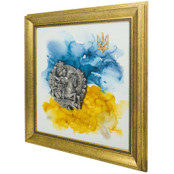 Авторське панно "Велична козацька звитяга" (живопис, метал, сріблення, позолота)