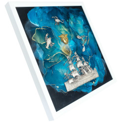 Авторське панно. Картина - оберіг "Вітрильник удачі" (Водяні посріблені знаки зодіаку з інкрустацією Сваровські). (Номінант Luxembourg Art Prize 2024)