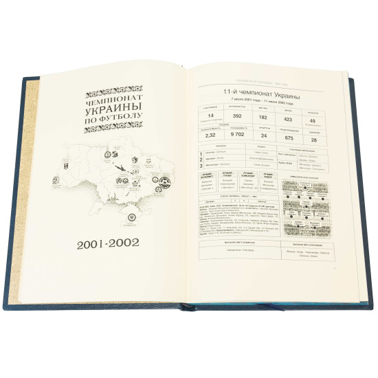 Подарункове видання "Історія чемпіонату України з футболу" в 3-х томах з металевими накладками (позолота, сріблення)