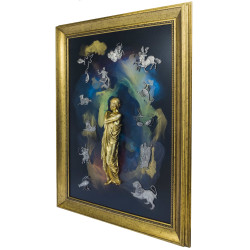 Авторське панно "Золота Фортуна" з ювелірними посрібленими знаками Зодіаку з камінням Сваровські. (Номінант Luxembourg Art Prize 2024)