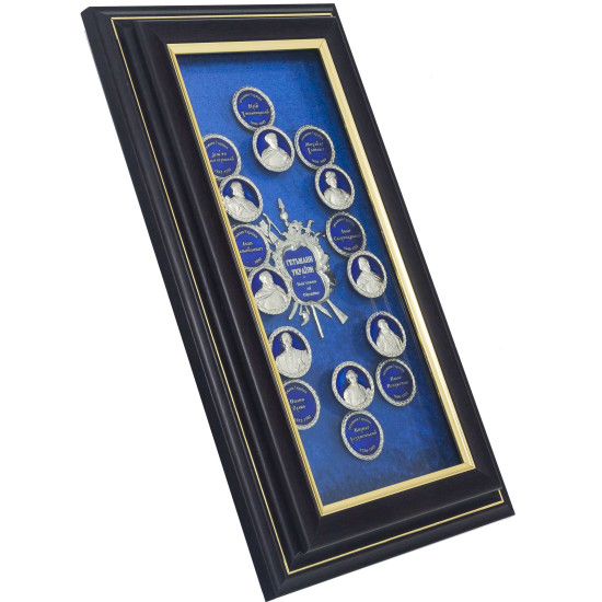 Колекційне панно з медалями "Гетьмани України" (сріблення, емалі)