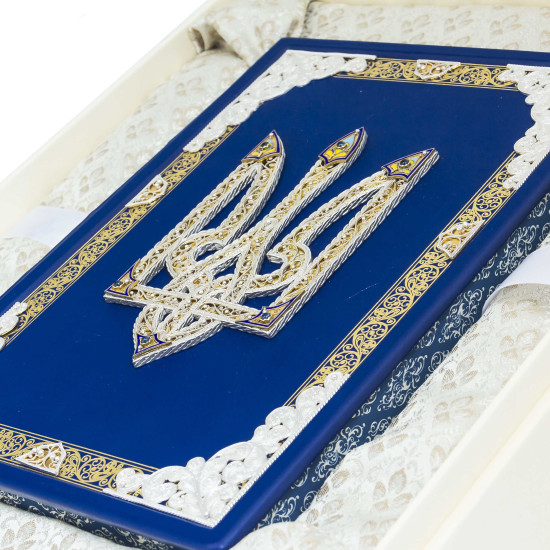 Подарункове видання «Ілюстрована історія України» Грушевський М.С. з срібним ювелірним декором з сапфірами та емалями у шкіряній коробці