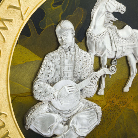 Авторське панно "Легенда "Україна" з копією Скіфської пекторалі. (Номінант Luxembourg Art Prize 2024), (позолота, сріблення, живопис)