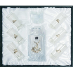 Кришталевий графин та 6 склянок для міцних напоїв "Полювання" від Cristalleria Italiana