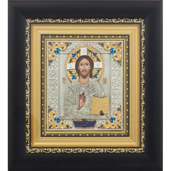 Ікона "Господь Вседержитель" з емалевим розписом