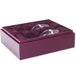 Подарунковий набір келихів для ігристого "Виноградна лоза" (металевий посріблений та позолочений декор)