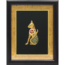 Ювелірна картина-панно «Кіт. Оберіг достатку та гармонії» (мідь, позолота, емалі)