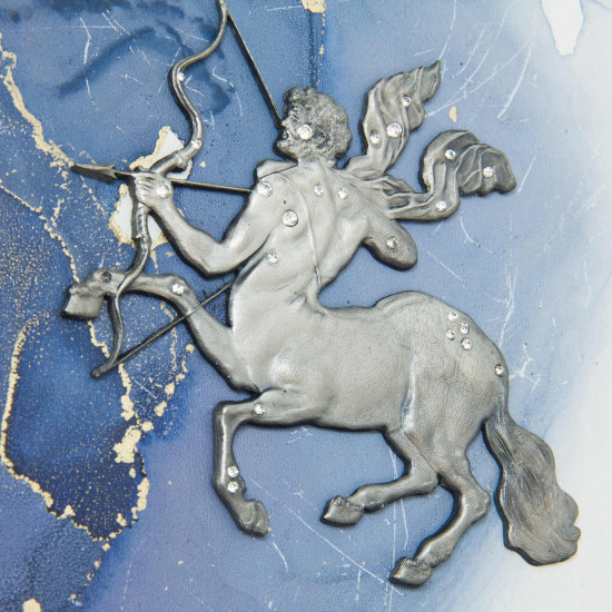 Авторське панно "Ранок Світу" з ювелірними знаками зодіаку (метал, сріблення, каміння Сваровські), мідною скіфською бабою та спиртовим живописом