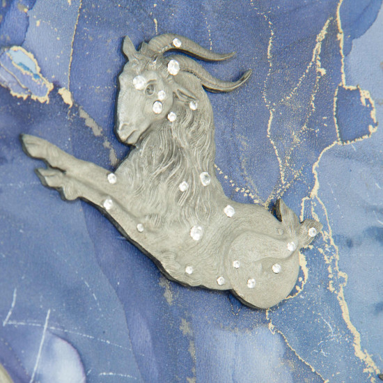 Авторське панно "Ранок Світу" з ювелірними знаками зодіаку (метал, сріблення, каміння Сваровські), мідною скіфською бабою та спиртовим живописом