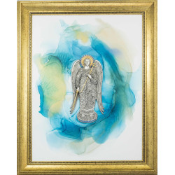 Авторське панно «Ангел - хранитель".  (Позолота, сріблення, емалі, живопис). Номінант Luxembourg Art Prize 2024.