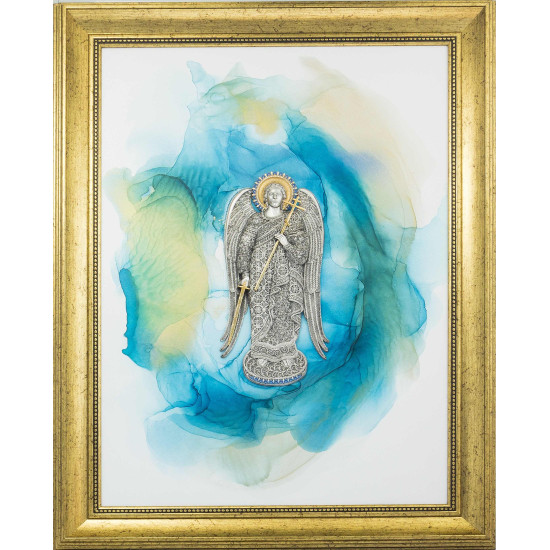 Авторське панно «Ангел - хранитель".  (Позолота, сріблення, емалі, живопис). Номінант Luxembourg Art Prize 2024.