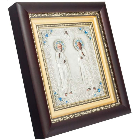   Ікона "Апостоли Петро і Павло" з срібленням та емалями.
