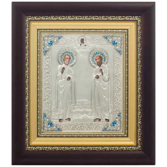   Ікона "Апостоли Петро і Павло" з срібленням та емалями.