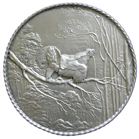 Кабінетне панно "Полювання на глушця" (мідь, сріблення)