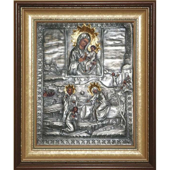 Ікона Тихвінської Богоматері із зображенням явлення Пресвятої Богородиці паламарю Георгію