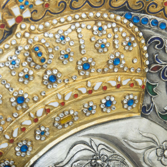 Чудотворна ікона "Почаївська  Богоматір" з ювелірним оздобленням