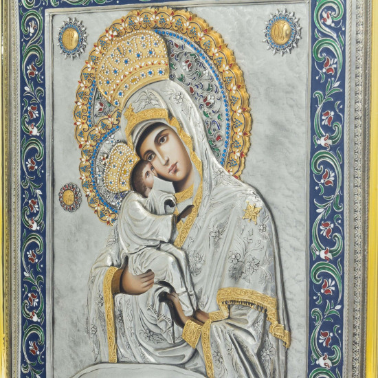 Чудотворна ікона "Почаївська  Богоматір" з ювелірним оздобленням