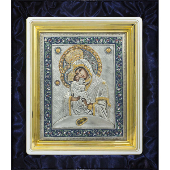 Чудотворна ікона "Почаївська  Богоматір" з ювелірним оздобленням