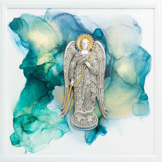 Авторське панно «Ангел - хранитель". (Номінант Luxembourg Art Prize 2024), (позолота, сріблення, емалі, живопис)