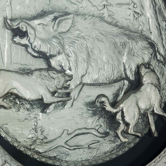 Панно "Полювання на кабана" (мідь, сріблення)