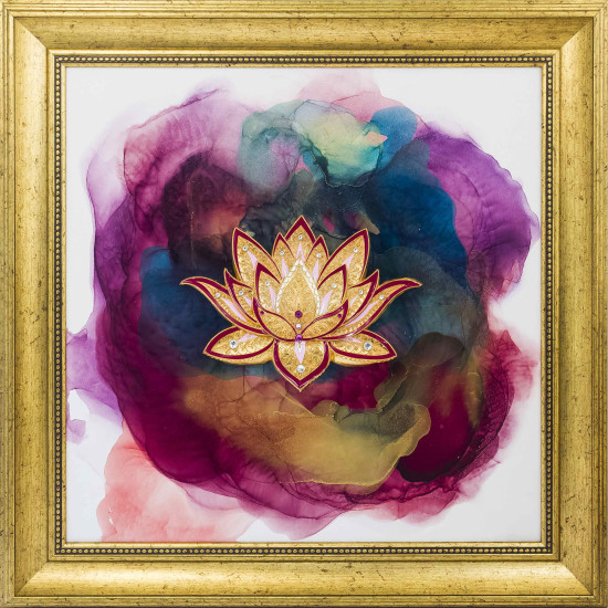 Авторське панно "Падма" (Лотос) (метал, позолота, каміння Сваровські)