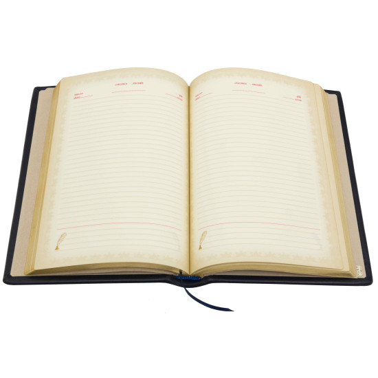 Шкіряний тижневик з металевим позолоченим гербом України з емалями