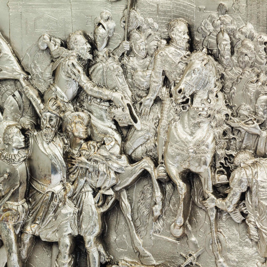 Вінтажне панно "Тріумфальний в'їзд Генріха IV до Парижа" по мотивам картини Рубенса (метал, сріблення)