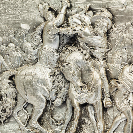 Вінтажне панно "Тріумфальний в'їзд Генріха IV до Парижа" по мотивам картини Рубенса (метал, сріблення)