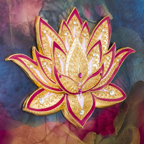 Авторське панно "Падма" (Лотос) (метал, позолота, каміння Сваровські)