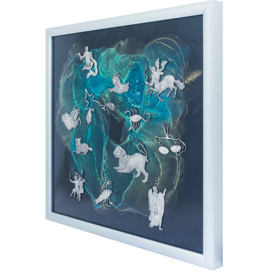 Авторське панно "Знаки Зодіаку".  Ювелірна робота за "Атласом зоряного неба". (Сріблення, інкрустація камінням Сваровські). (Номінант Luxembourg Art Prize 2024)