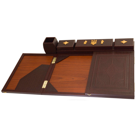 Представницький письмовий настільний набір "Державний символ" з позолотою та інкрустацією камінням Сваровські