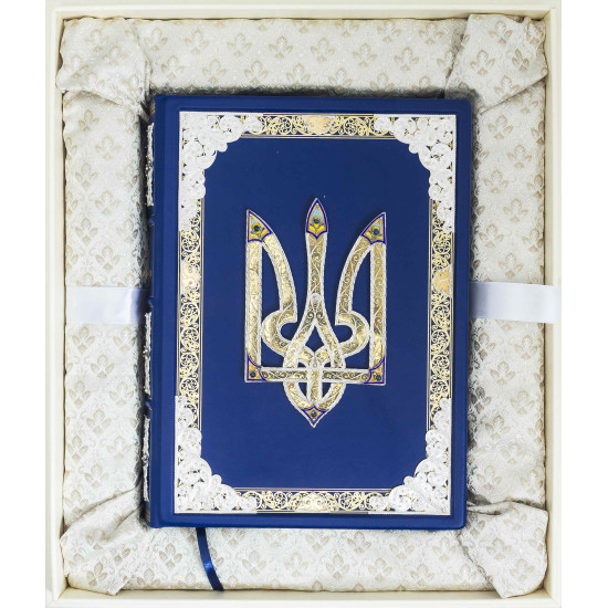 Подарункове видання «Ілюстрована історія України» Грушевський М.С. з срібним ювелірним декором з сапфірами та емалями у шкіряній коробці