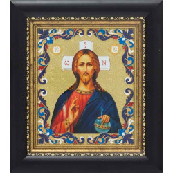 Ікона "Господь Вседержитель" з емалями