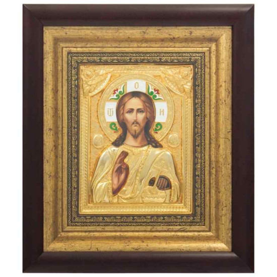 Ікона "Господь Вседержитель" під склом у дерев'яному багеті