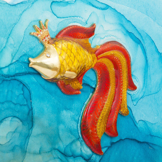 Авторське панно "Зграя Золотих рибок" (Ювелірна робота, позолота, емалі, каміння Сваровські). (Номінант Luxembourg Art Prize 2024)